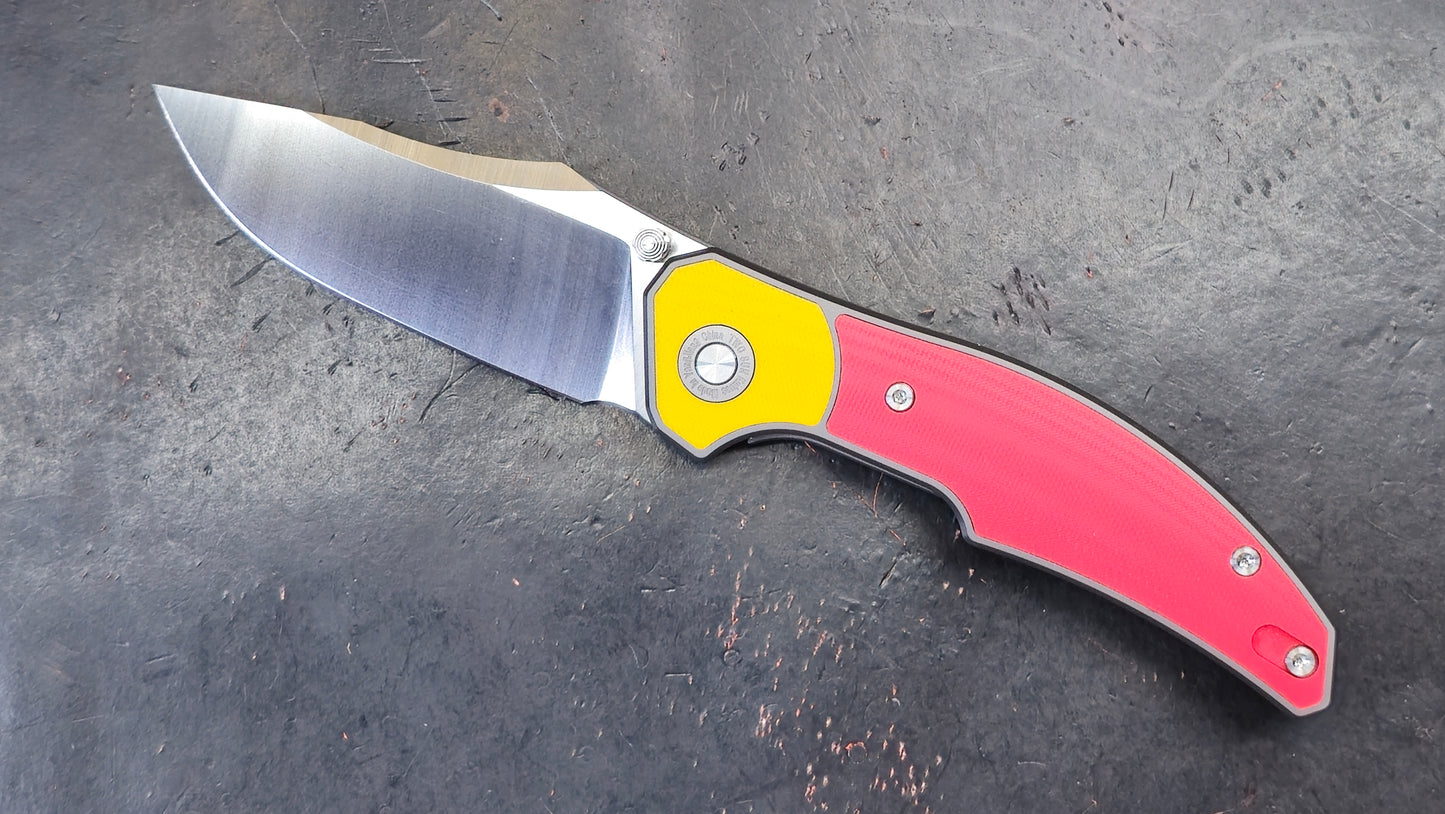 TWOSUN TS416 Titanium & Red/Yellow G10 Inlay D2 (NEW)