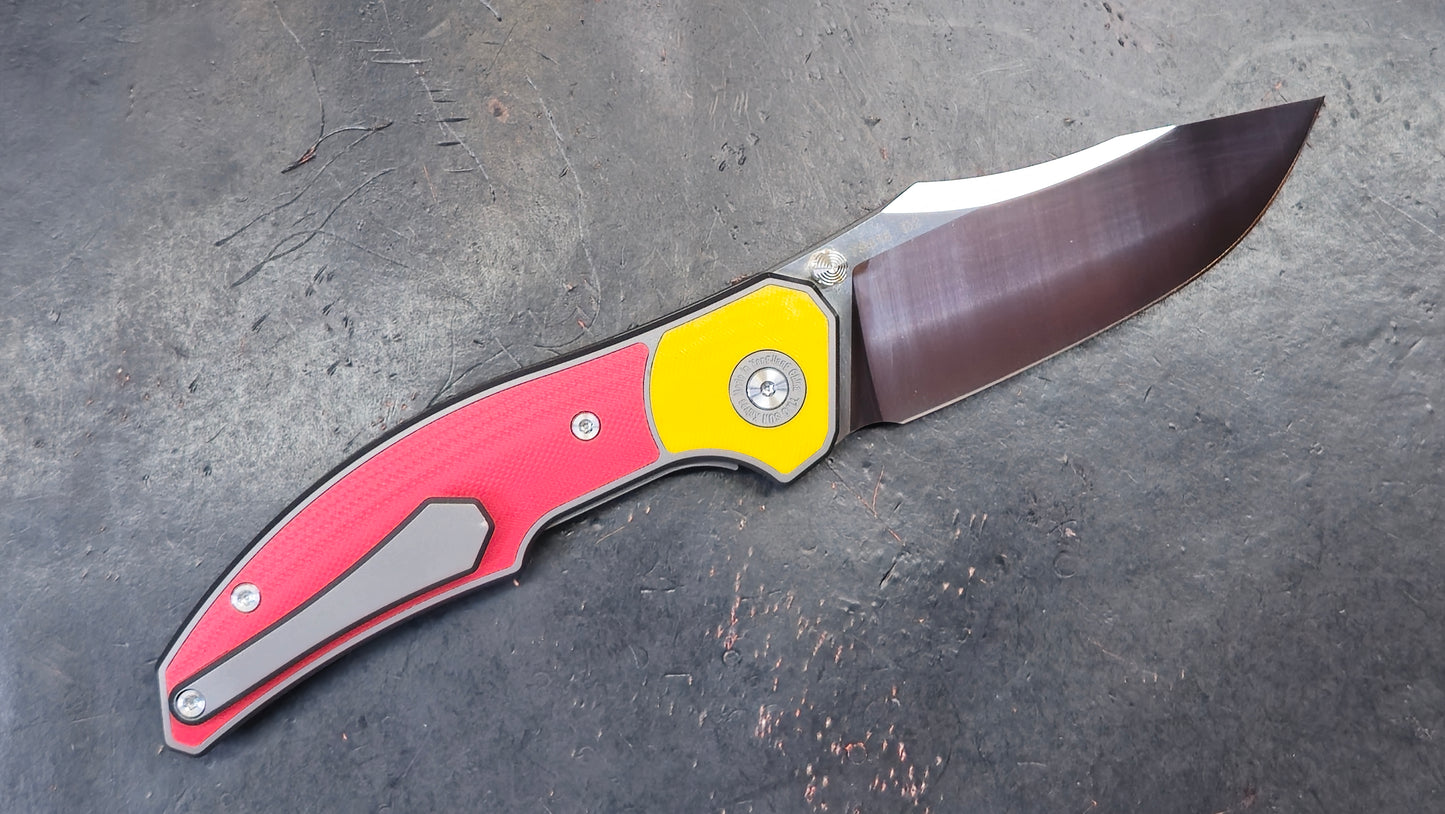 TWOSUN TS416 Titanium & Red/Yellow G10 Inlay D2 (NEW)
