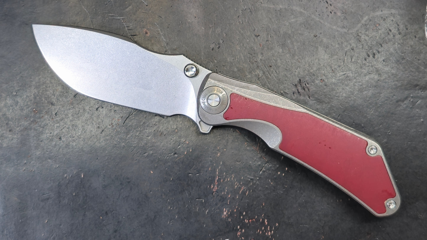 TWOSUN TS437 Titanium/Red Micarta Handle D2 (NEW)