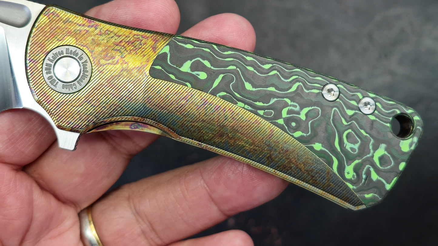 TWOSUN TS508 ANODIZED Titanium & Carbon Fiber Handle M390 (NEW)