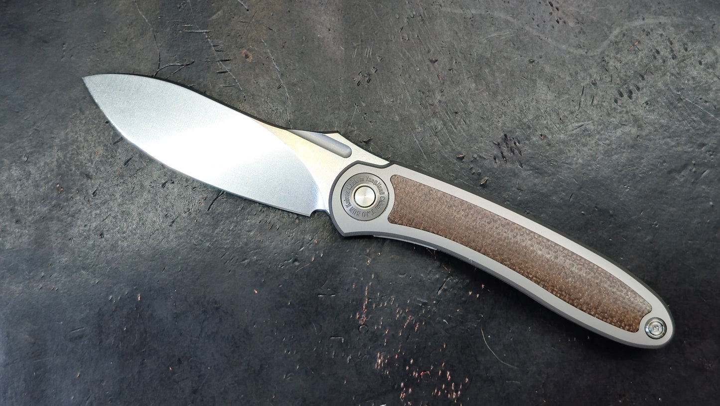 TWOSUN TS481 Titanium Handle Micarta Inlay 14C28N (NEW)