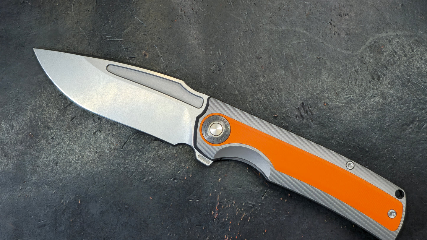 TWOSUN TS496 Titanium/Orange G10 Handle 14C28N (NEW)