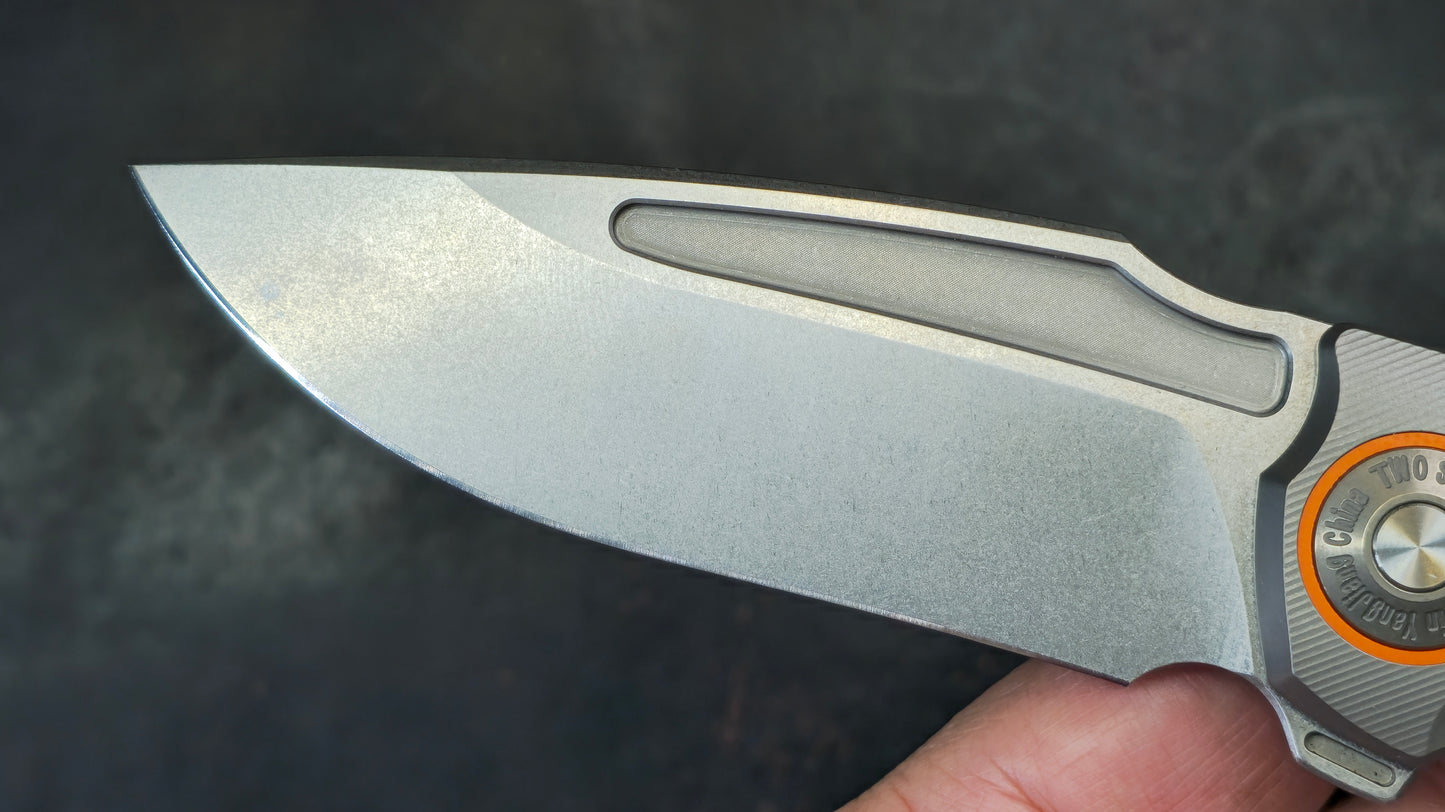 TWOSUN TS496 Titanium/Orange G10 Handle 14C28N (NEW)