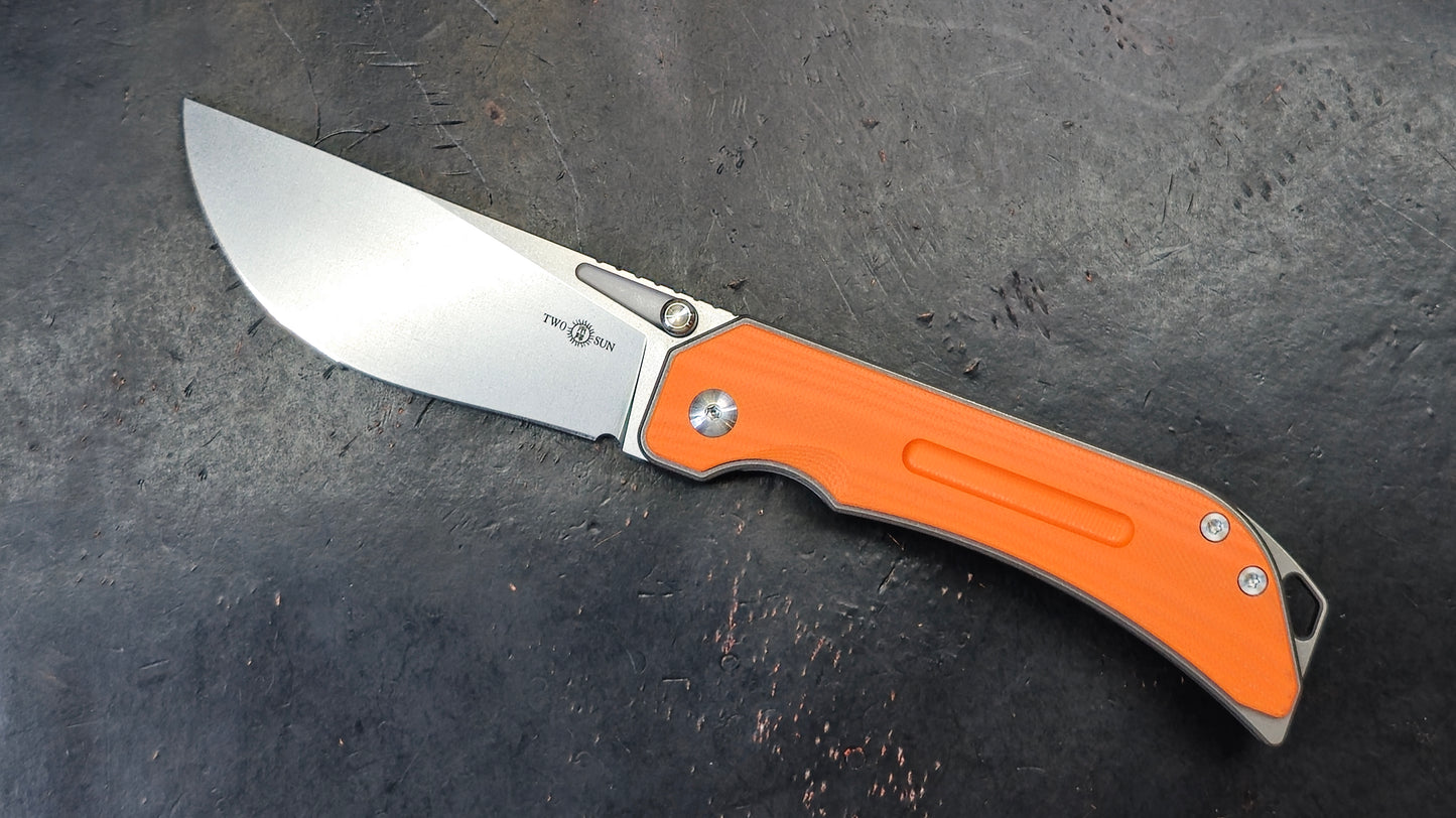 TWOSUN TS472 Titanium/G10 Handle 14C28N (NEW)