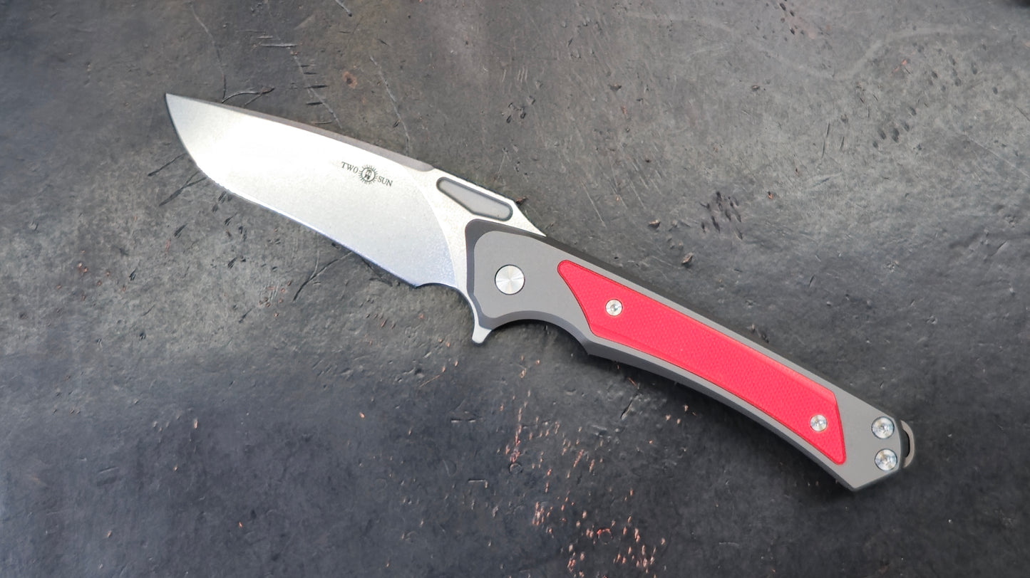 TWOSUN TS468 Titanium/G10 Handle 14C28N (NEW)