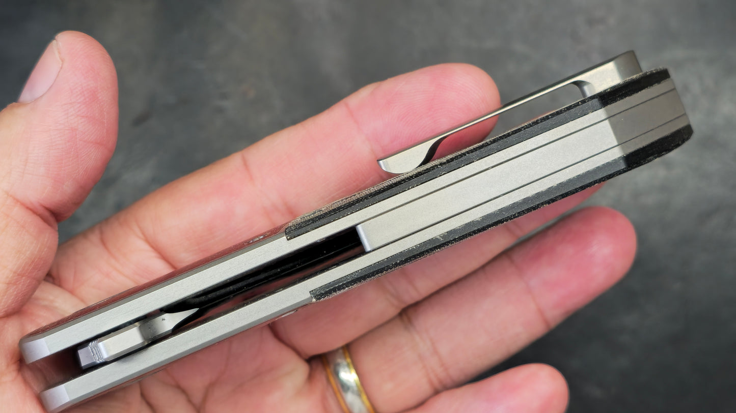 TWOSUN TS412 Gray Titanium/Red Micarta Handle D2 (NEW)