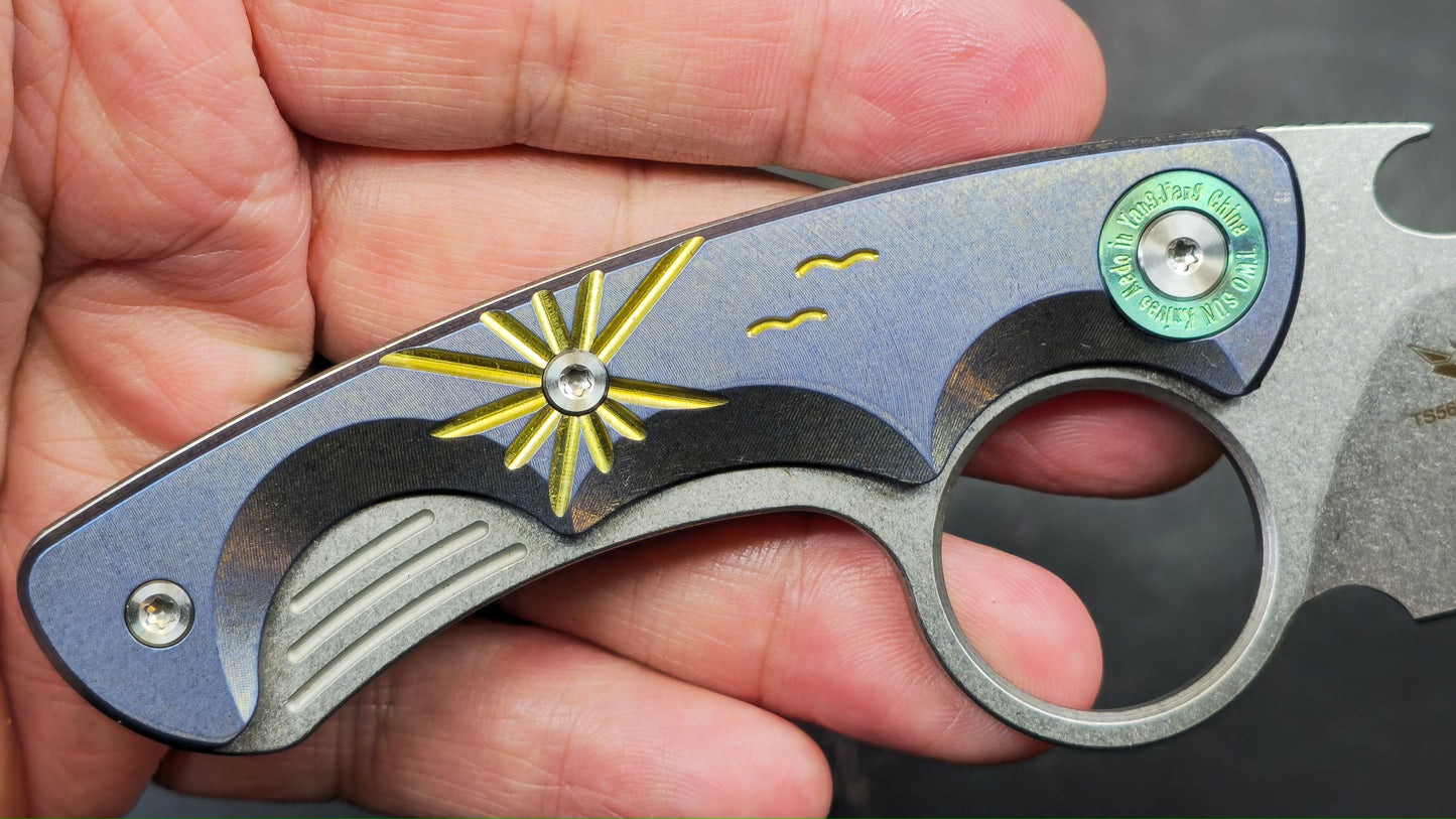 TWOSUN TS569 Fixed Blade Titanium 14C28N (NEW)