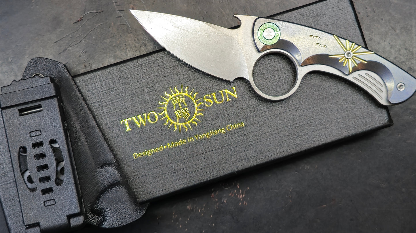 TWOSUN TS569 Fixed Blade Titanium 14C28N (NEW)