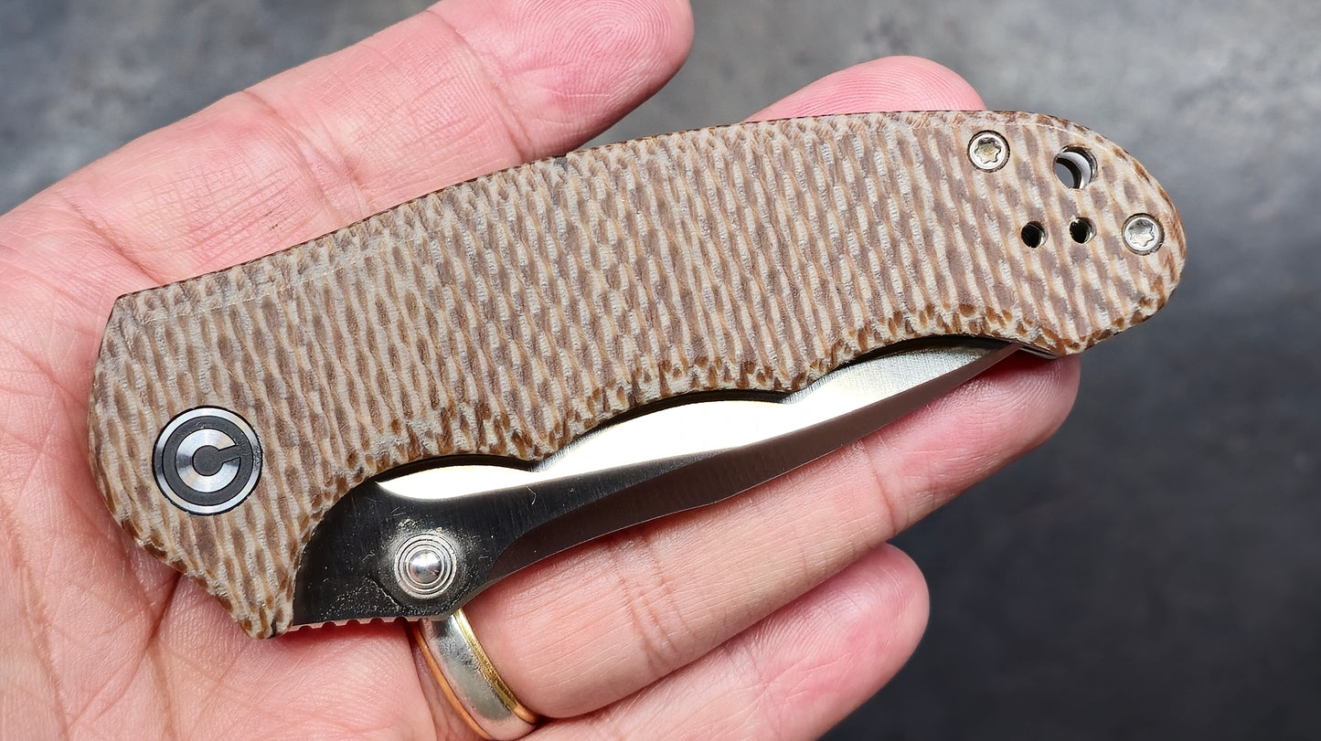 CIVIVI Hooligan Snakeskin Micarta SS liners D2 (USED)