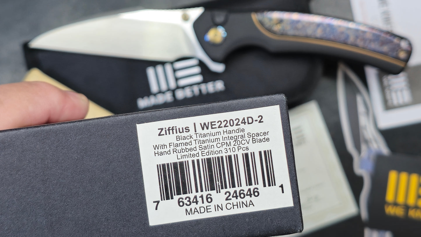 WE KNIFE Ziffius Black/Blue Titanium 20CV LIMITED (NEW)