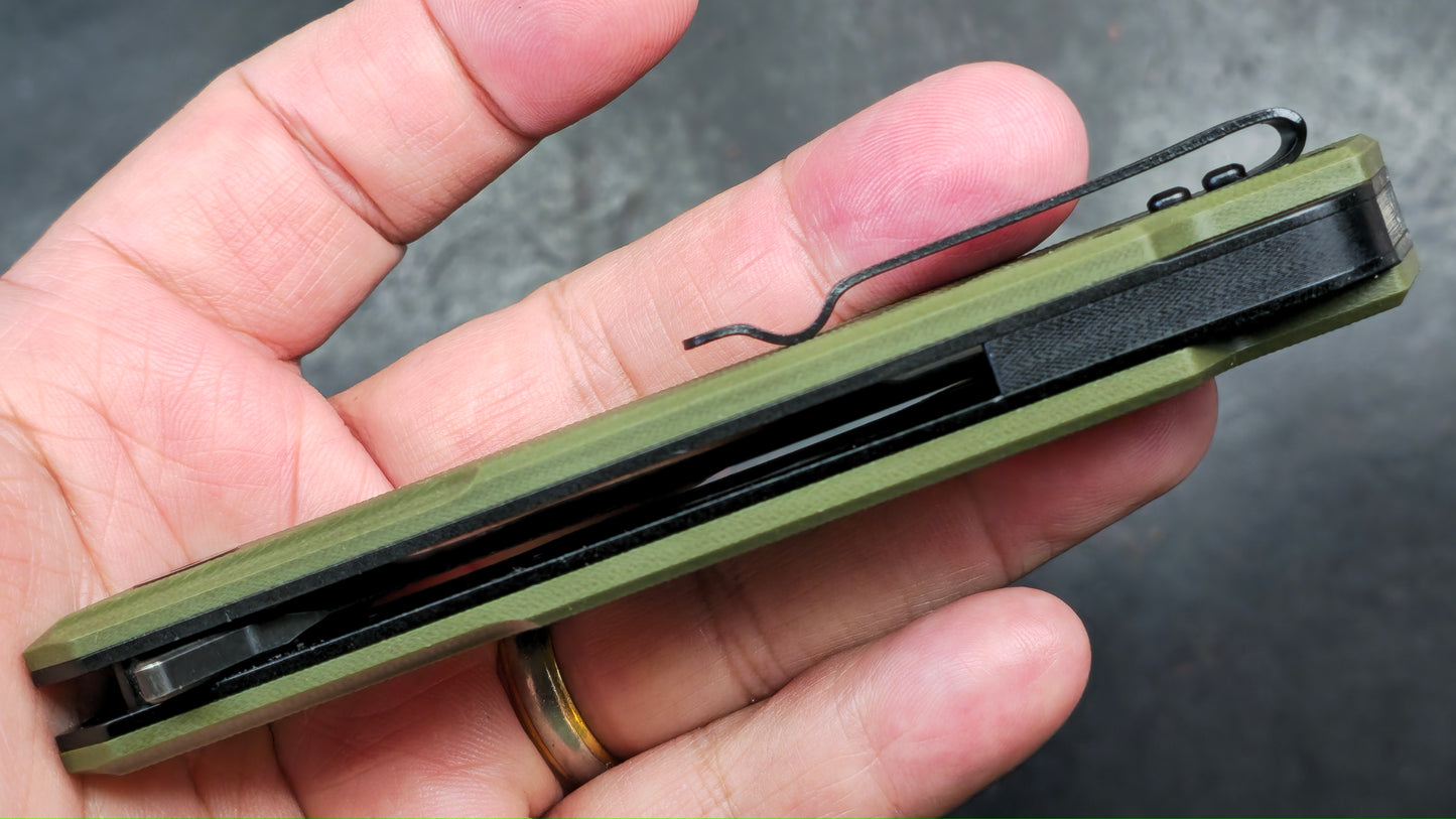 Petrified Fish Loco Flipper Pocket Knife Green G10 Handle D2 (NEW)