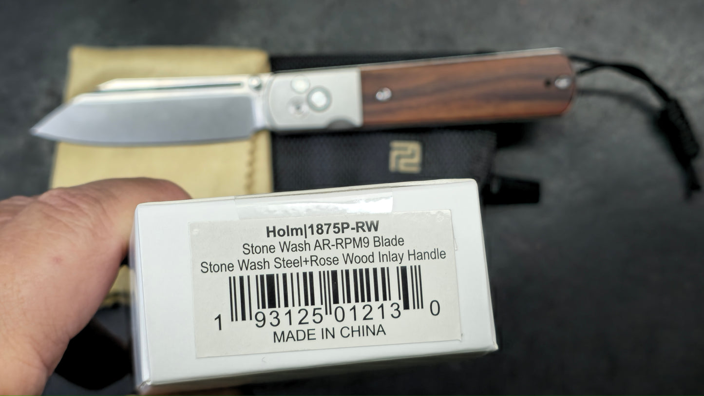 Artisan Cutlery Holm Button Lock with Safety Rosewood AR-RPM9 (NEW)