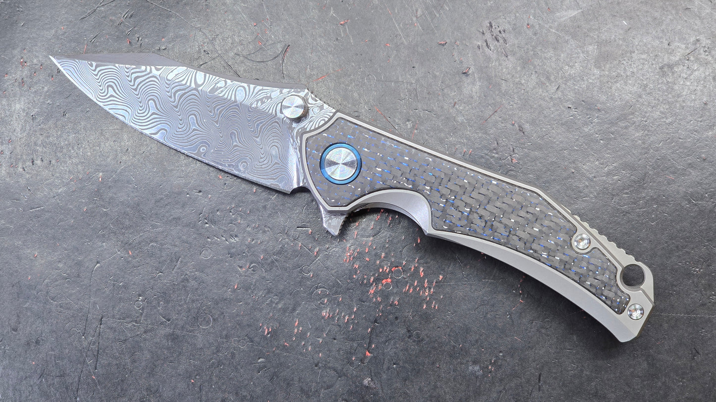 YJGDCN CN028 RIHE Titanium / Carbon Fiber Damascus (NEW)