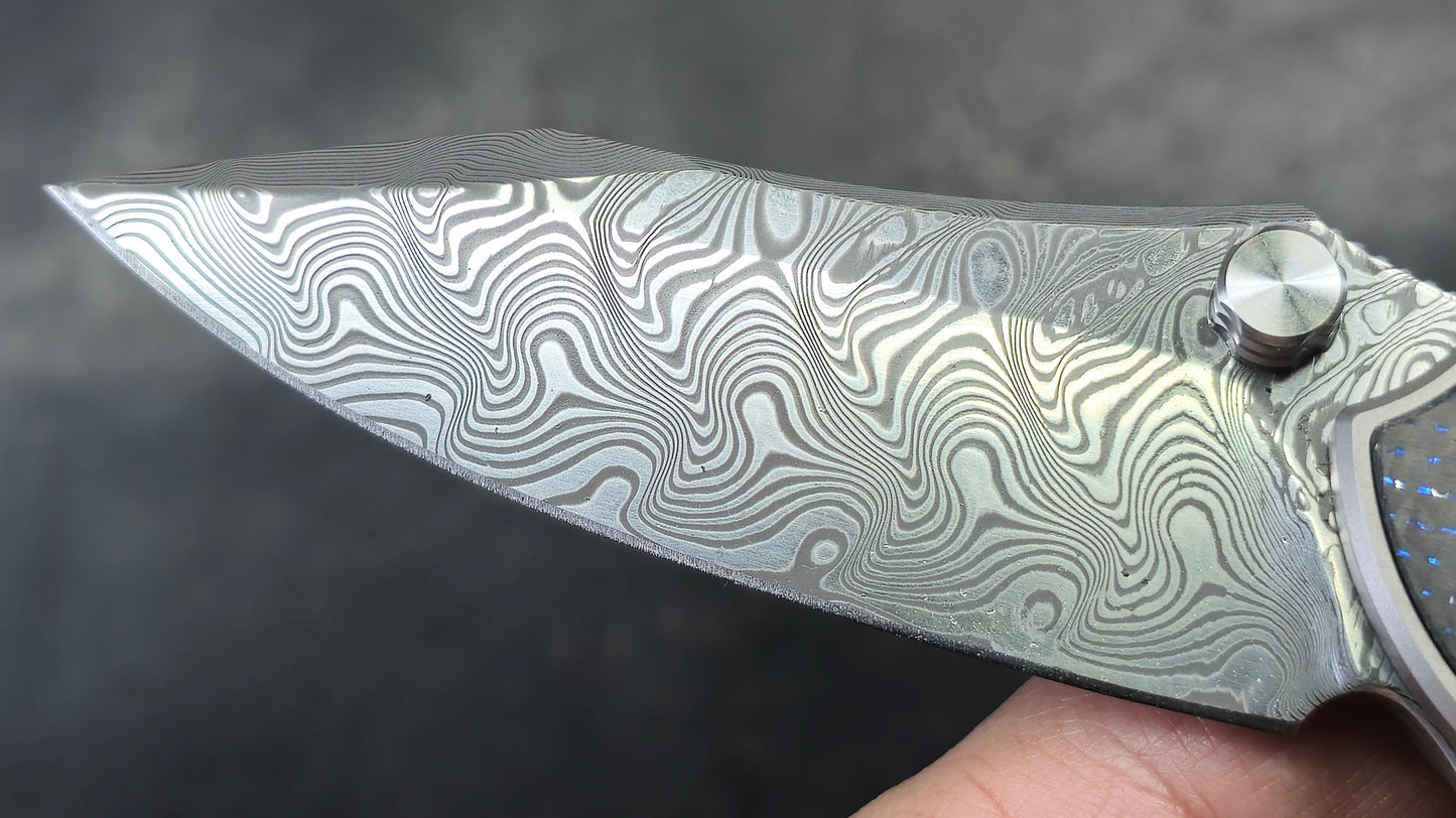 YJGDCN CN028 RIHE Titanium / Carbon Fiber Damascus (NEW)
