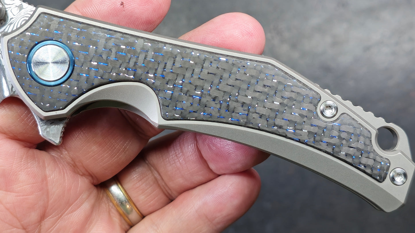 YJGDCN CN028 RIHE Titanium / Carbon Fiber Damascus (NEW)