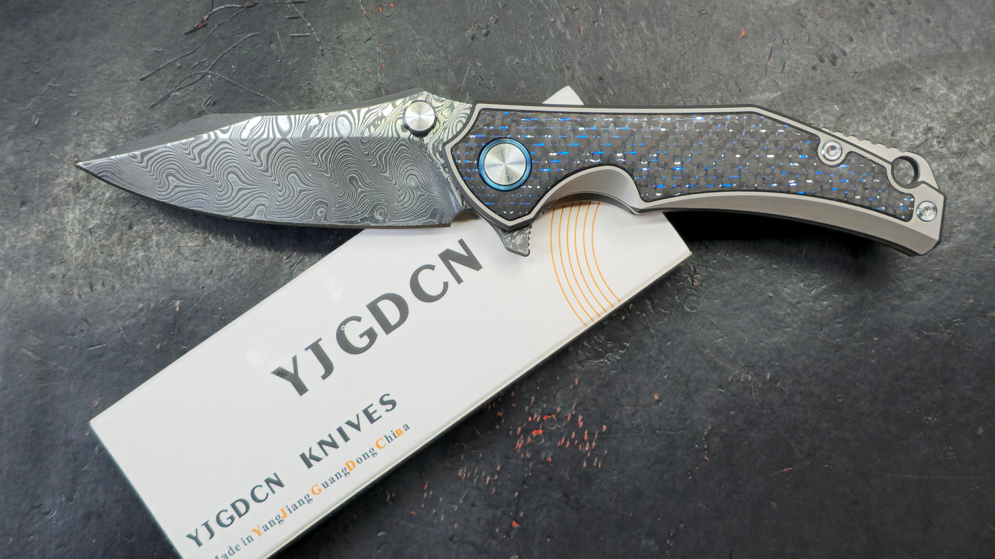 YJGDCN CN028 RIHE Titanium / Carbon Fiber Damascus (NEW)
