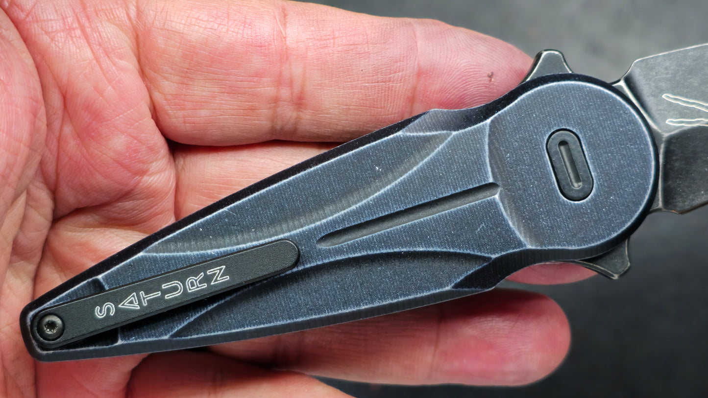 FOX Saturn FX-551 ALB 2.56" N690 Black Spear Point, Black Anodized Aluminum Handles, Slide Lock (NEW)