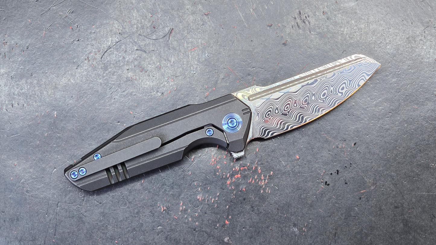 WE Knife Star Hawk Black Titanium Hakkapella Damasteel (NEW)