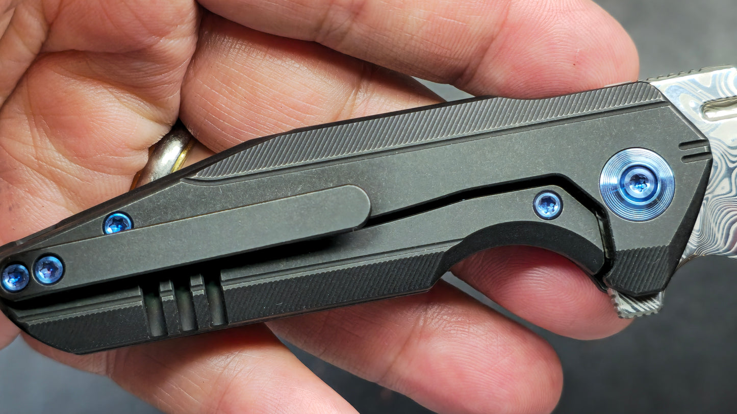 WE Knife Star Hawk Black Titanium Hakkapella Damasteel (NEW)