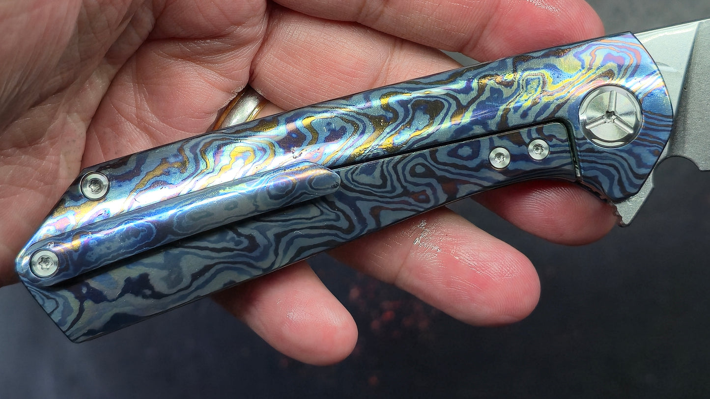 TWOSUN TS223 Timascus TITANIUM DAMASCUS HANDLE M390 (NEW)