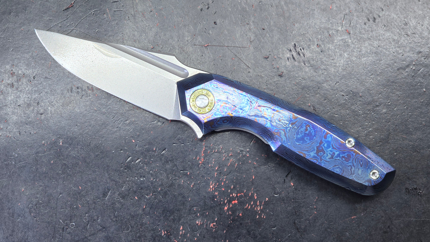 TWOSUN TS194 Timascus TITANIUM DAMASCUS HANDLE M390 (NEW)