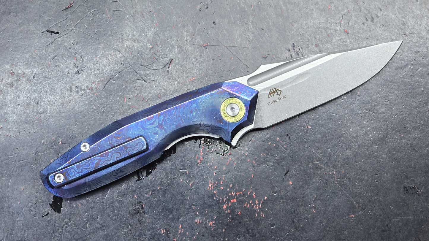 TWOSUN TS194 Timascus TITANIUM DAMASCUS HANDLE M390 (NEW)