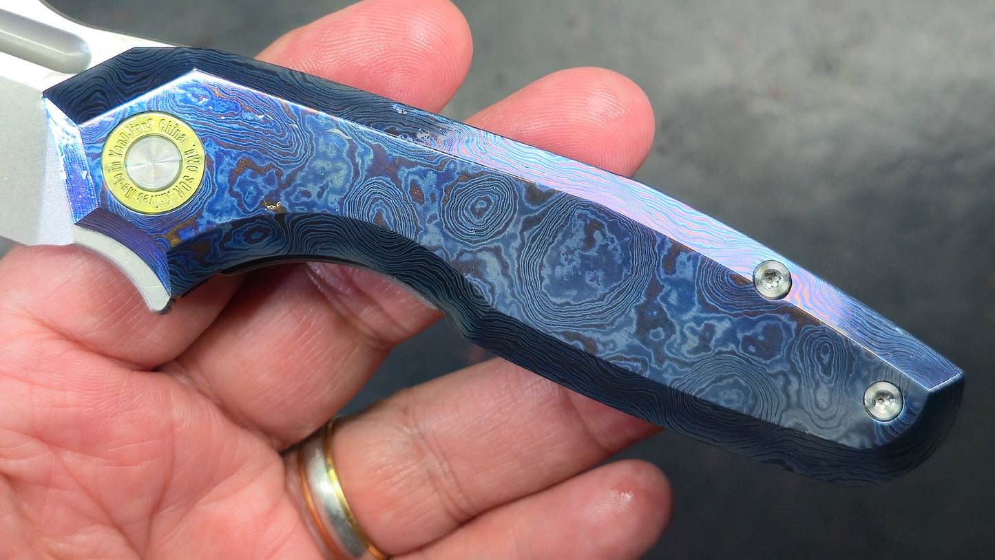 TWOSUN TS194 Timascus TITANIUM DAMASCUS HANDLE M390 (NEW)