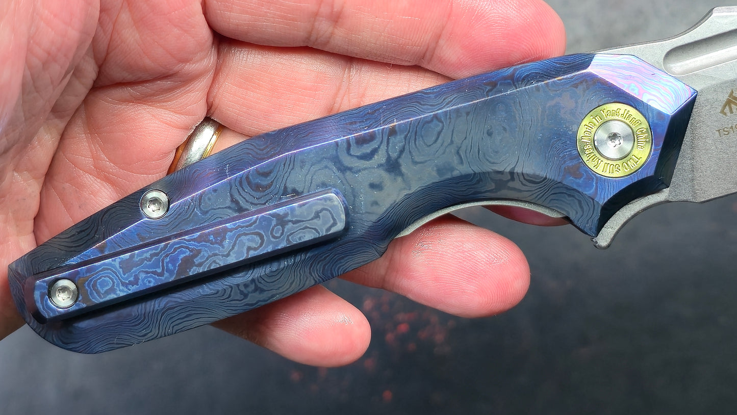 TWOSUN TS194 Timascus TITANIUM DAMASCUS HANDLE M390 (NEW)