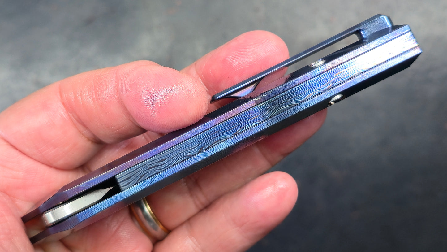 TWOSUN TS194 Timascus TITANIUM DAMASCUS HANDLE M390 (NEW)