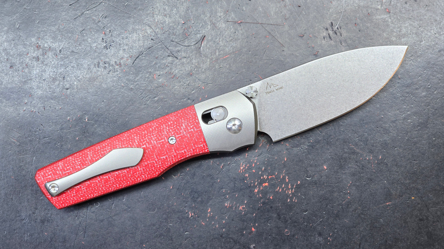 TWOSUN TS433 RED Carbon Fiber / Titanium M390 (NEW)