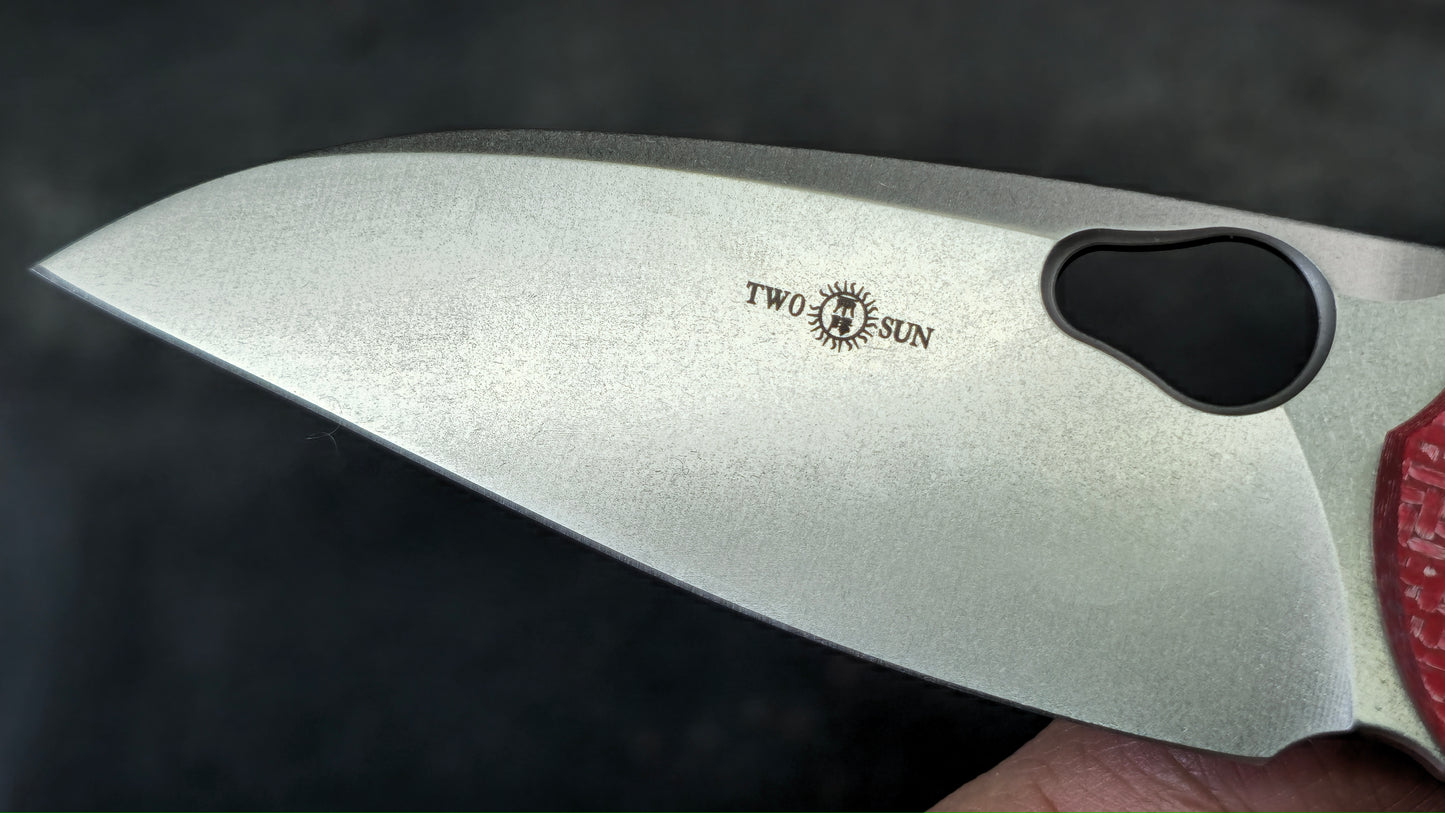 TWOSUN TS129 Red Carbon Fiber / Timascus M390 (NEW)