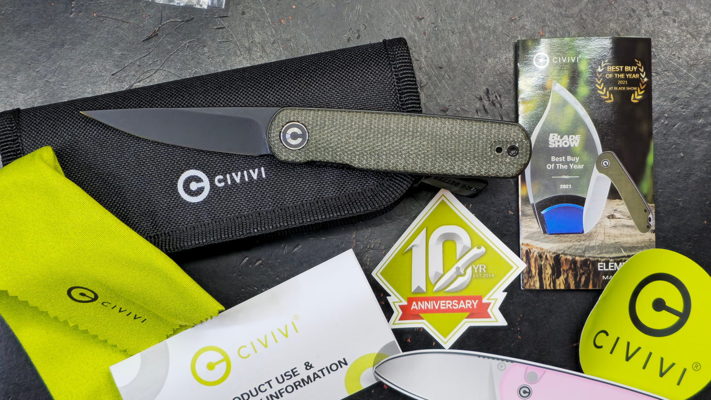 Civivi Lumi Brown Burlap Micarta Handle 14C28N (NEW)
