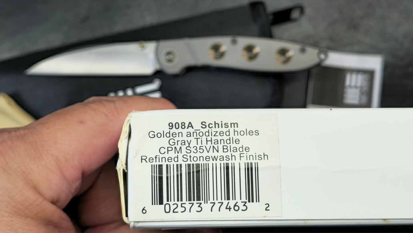 WEKnife Schism Titanium Gold Holes S35VN (NEW)