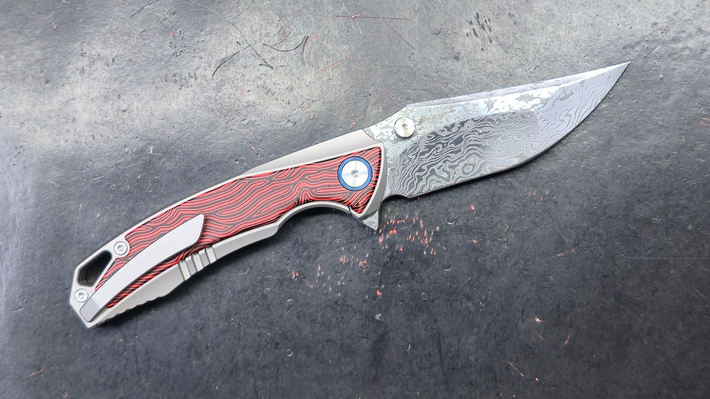 Sixleaf SL-60RP Titanium/G10 Handle RWL34+PMC27 Damascus Blade (NEW)