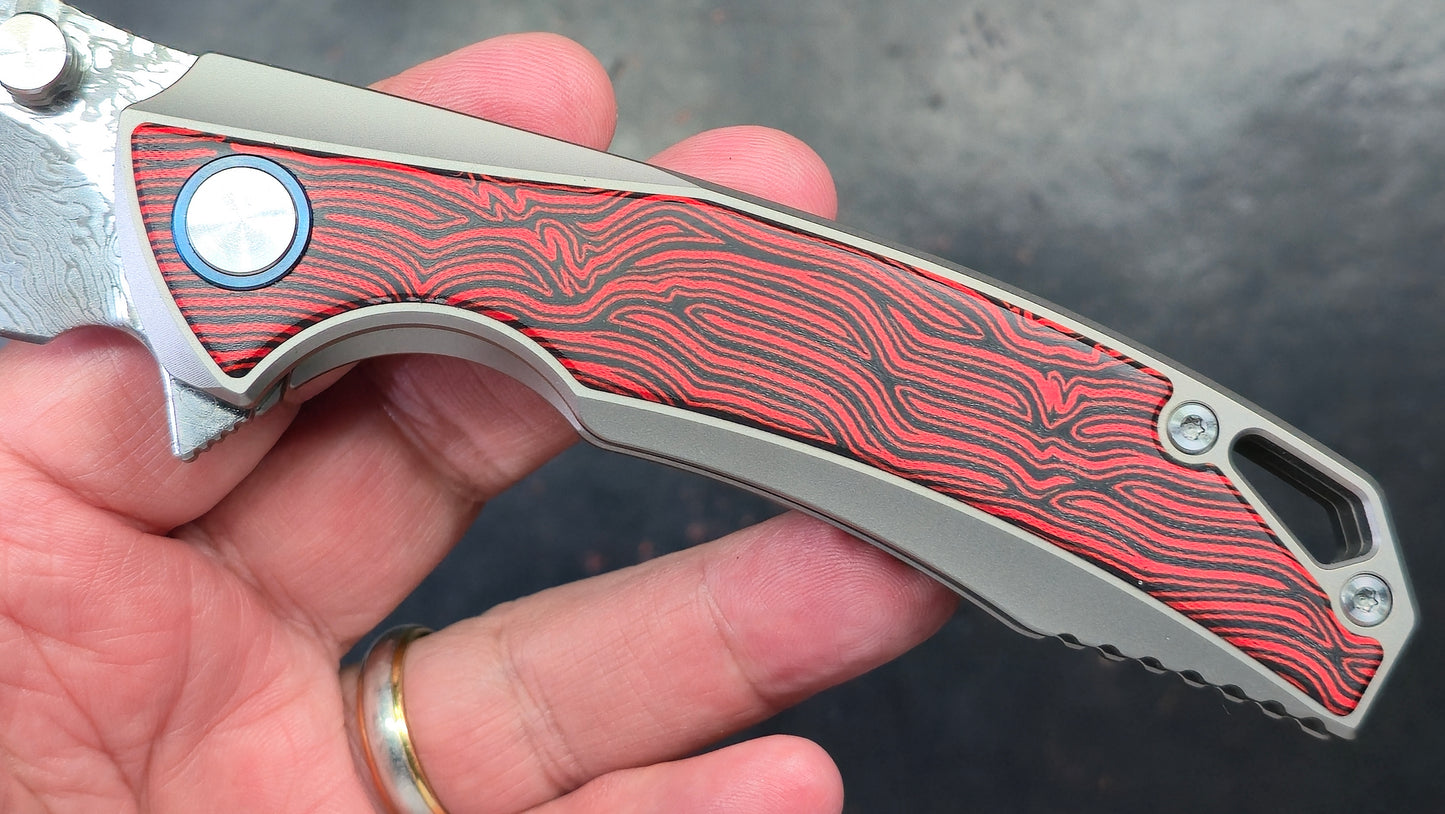 Sixleaf SL-60RP Titanium/G10 Handle RWL34+PMC27 Damascus Blade (NEW)