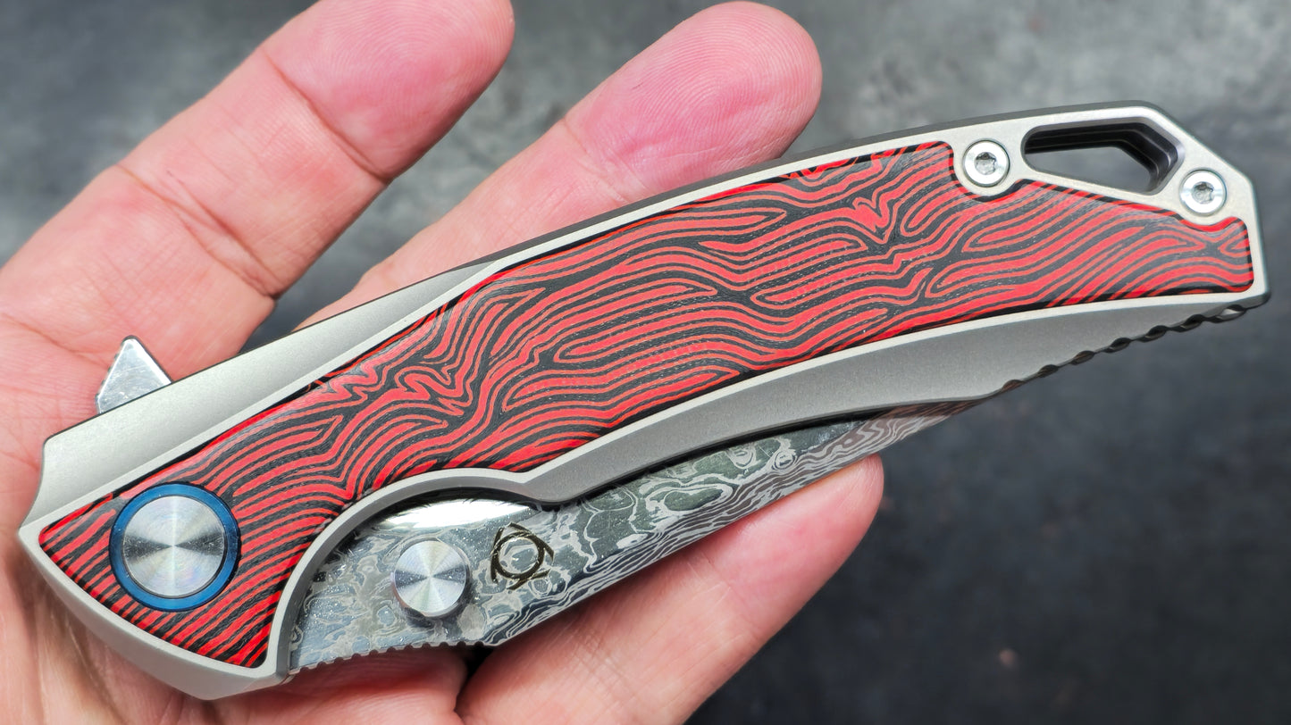 Sixleaf SL-60RP Titanium/G10 Handle RWL34+PMC27 Damascus Blade (NEW)