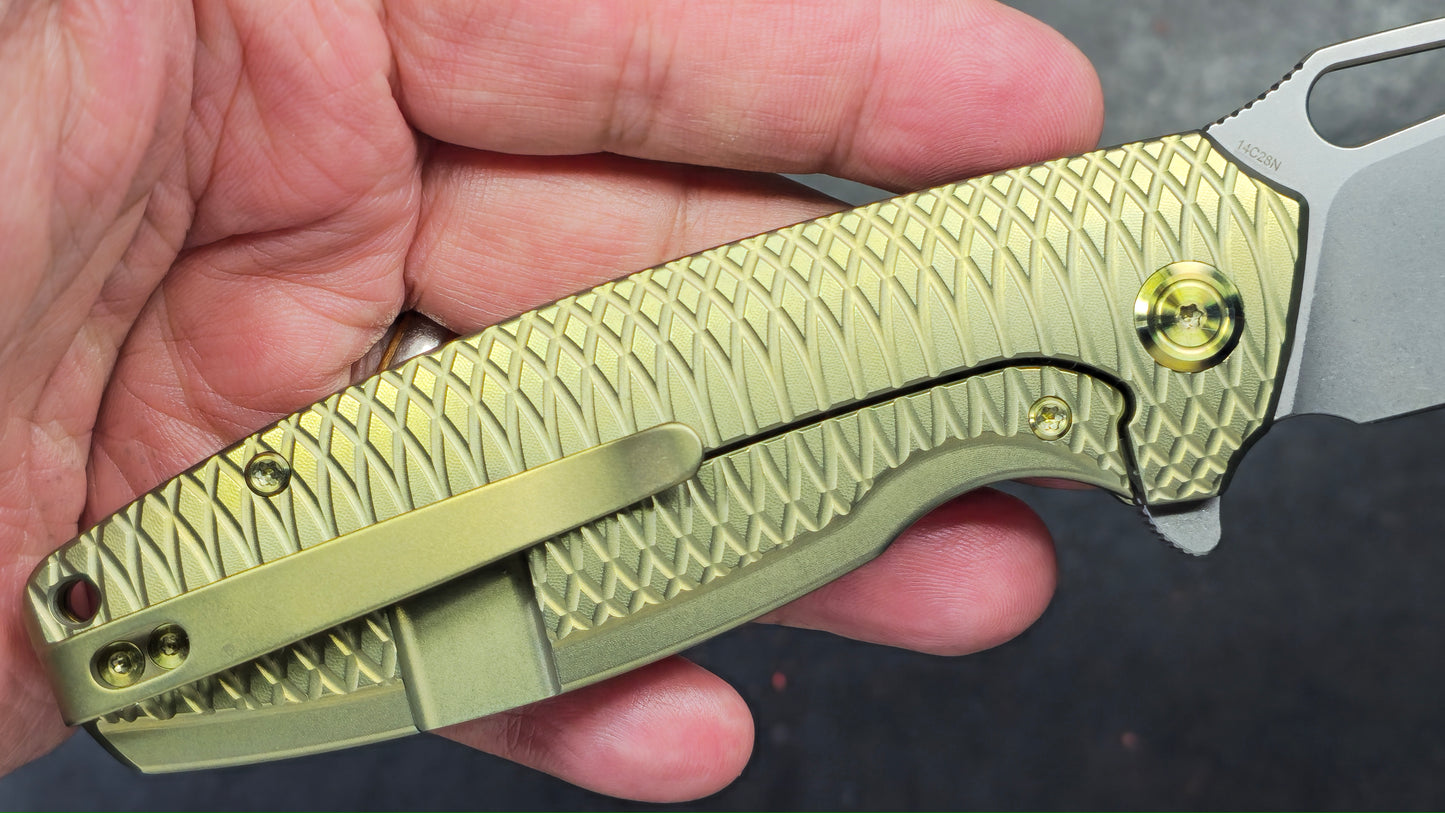 Kubey Tityus Yellow Textured Titanium Handle 14c28n (NEW)