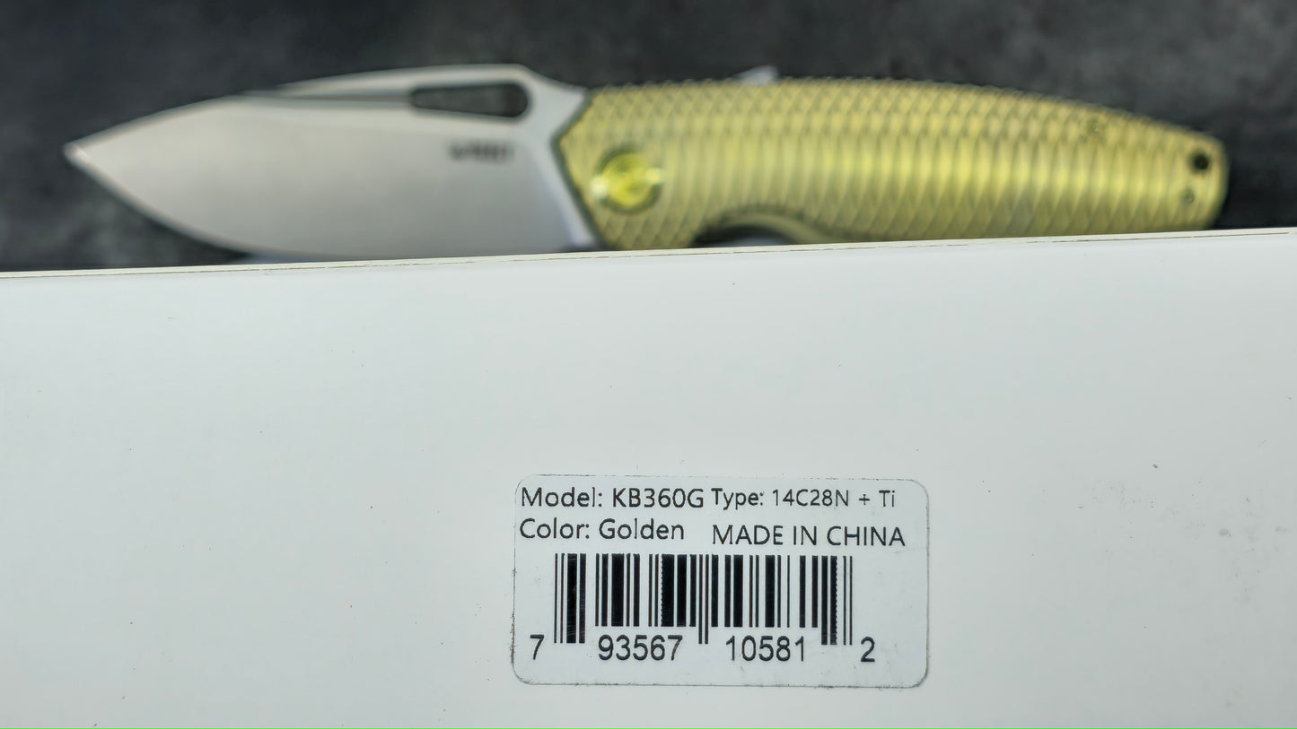 Kubey Tityus Yellow Textured Titanium Handle 14c28n (NEW)