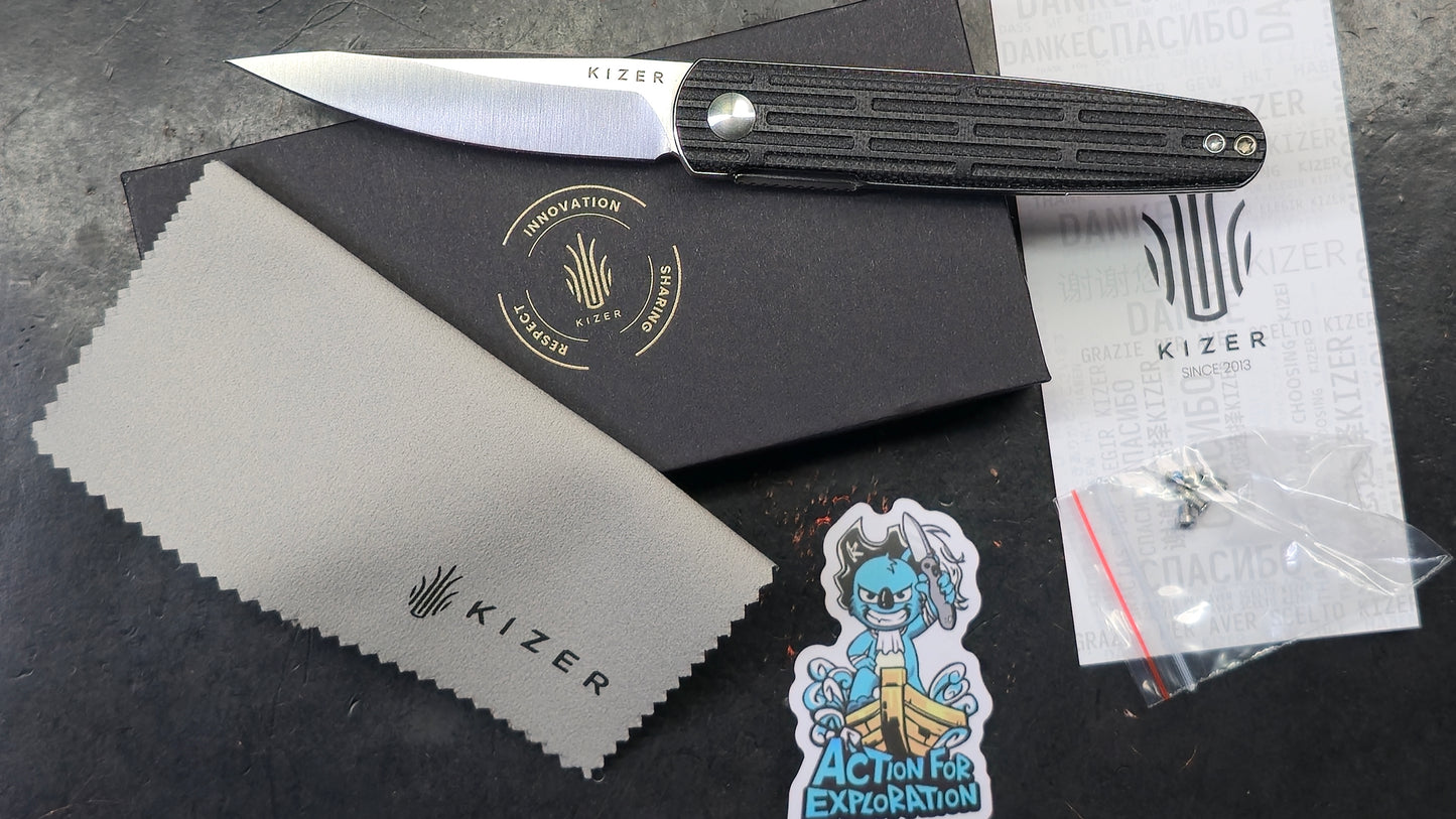 Kizer Bamboo Black Micarta Handle Nitro-V (NEW)