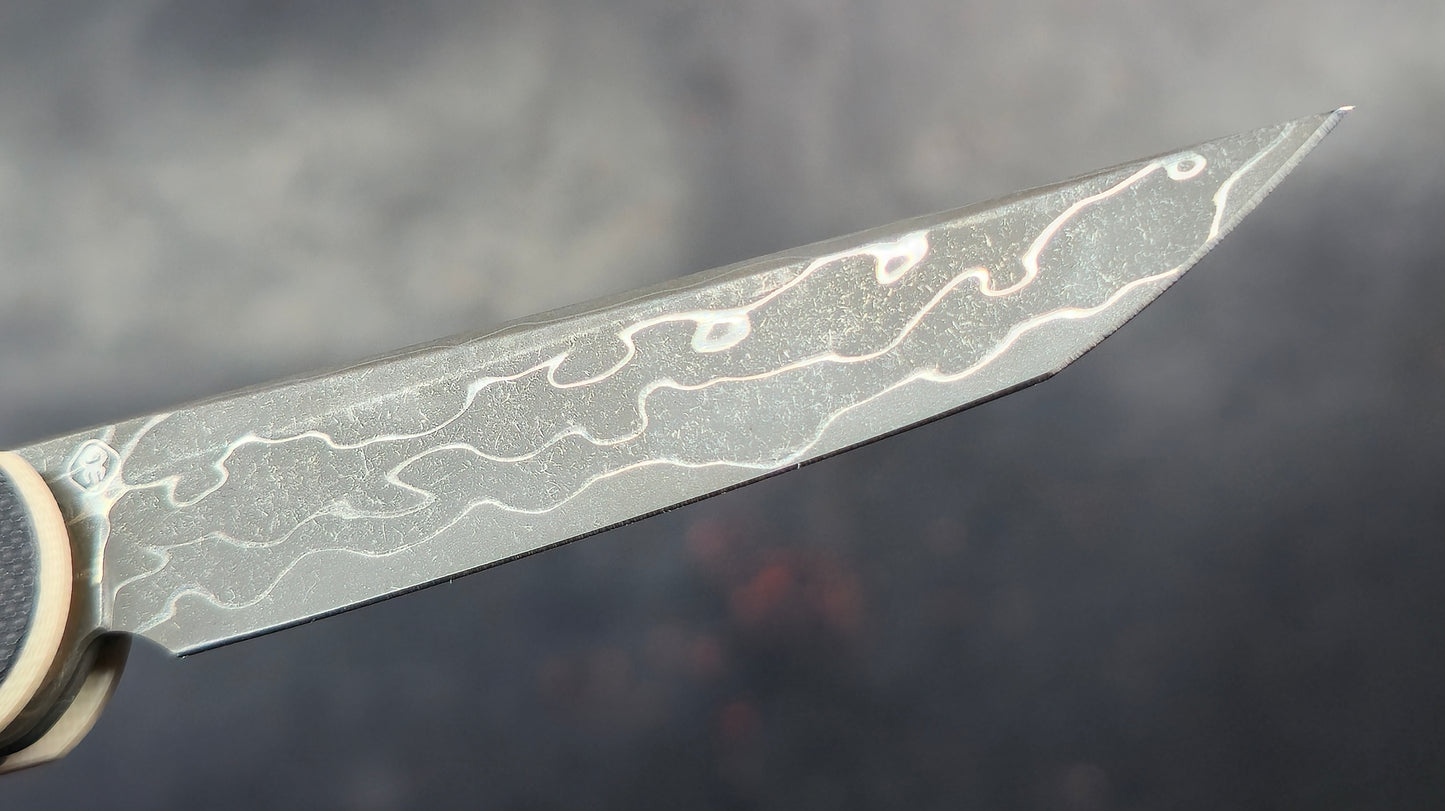 Civivi KwaiQ Ivory/Black G10 Handle Damascus Tanto (NEW)