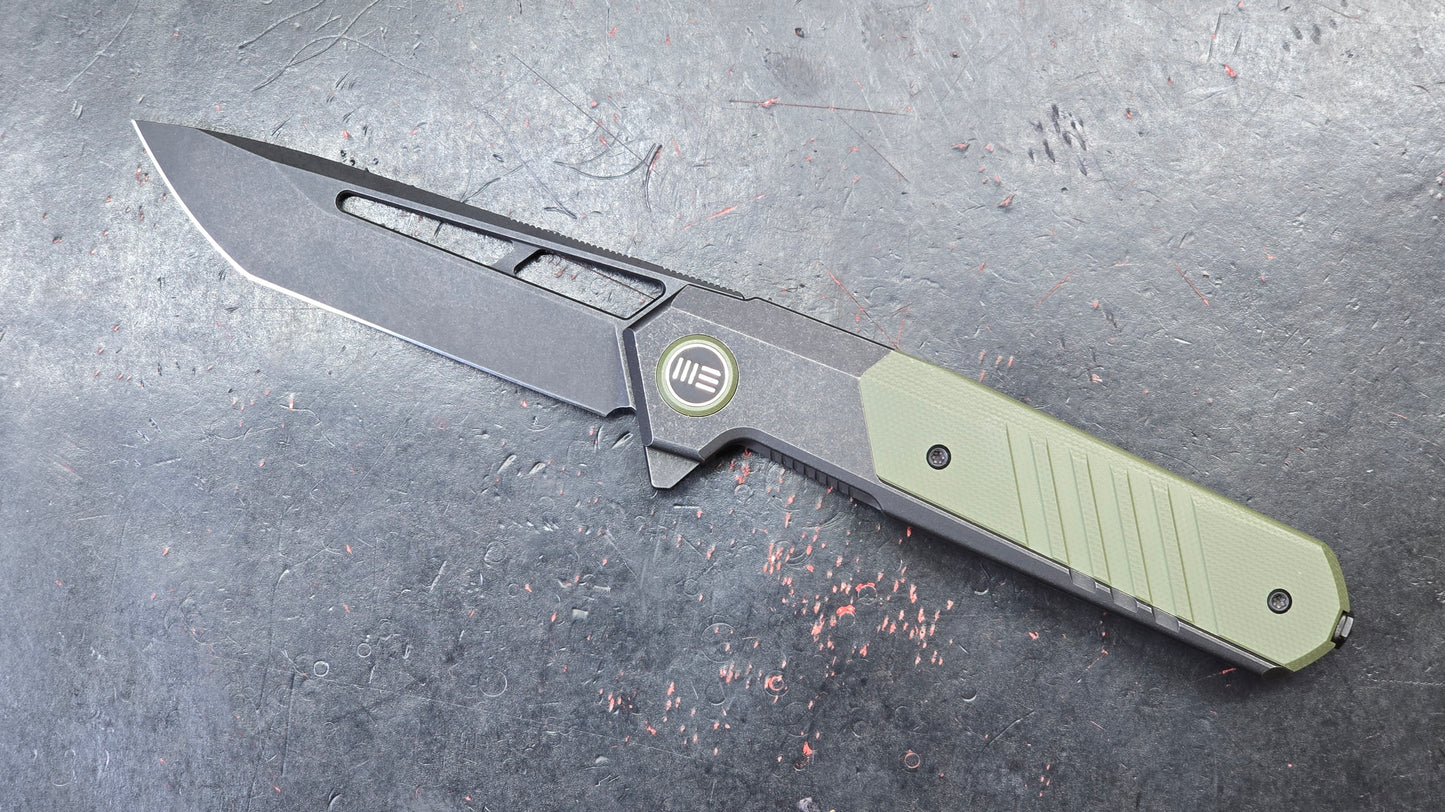 WeKnife Arsenal Titanium/Integral Green G10 3.56" CPM-20CV Black Stonewashed (NEW)