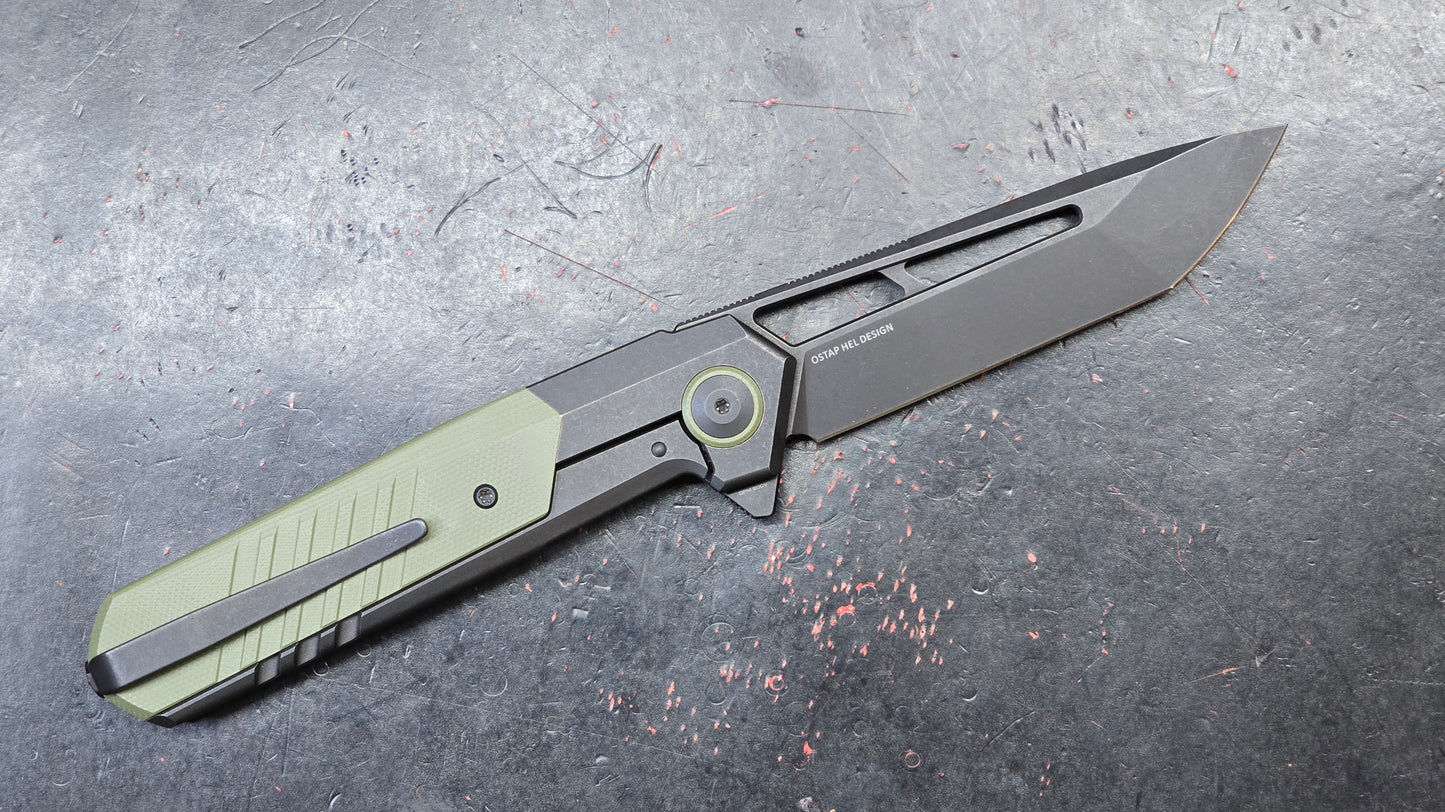 WeKnife Arsenal Titanium/Integral Green G10 3.56" CPM-20CV Black Stonewashed (NEW)