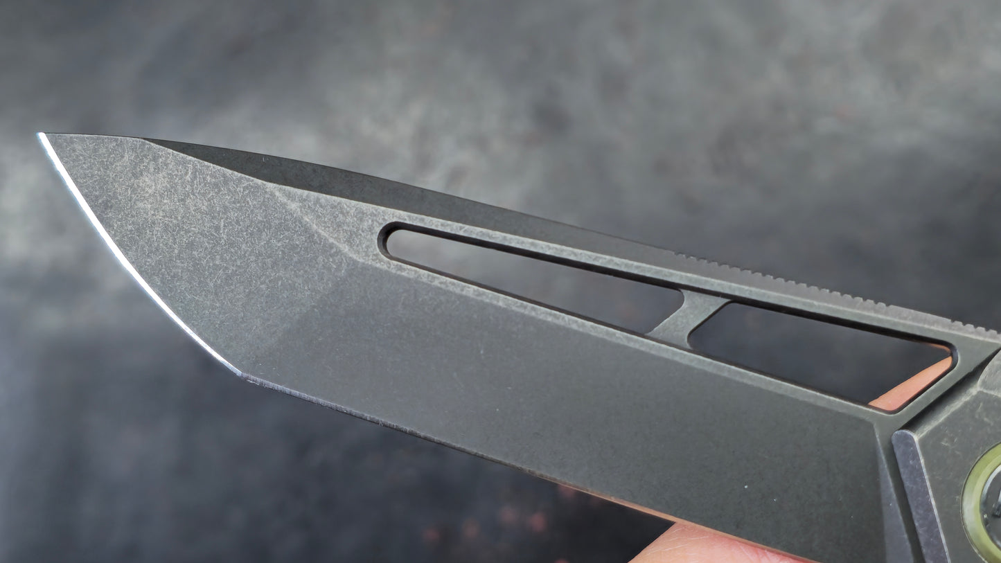WeKnife Arsenal Titanium/Integral Green G10 3.56" CPM-20CV Black Stonewashed (NEW)