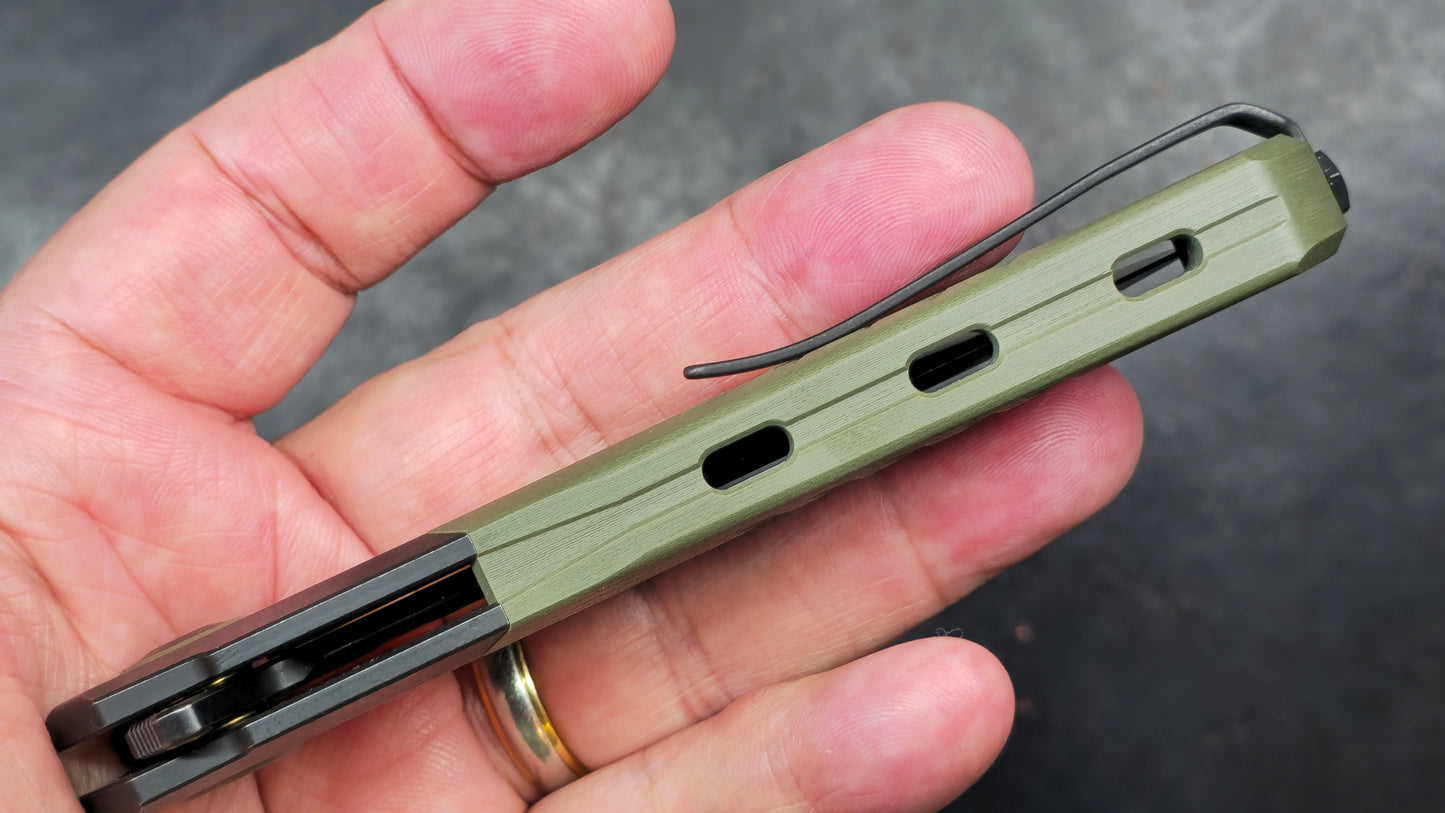 WeKnife Arsenal Titanium/Integral Green G10 3.56" CPM-20CV Black Stonewashed (NEW)