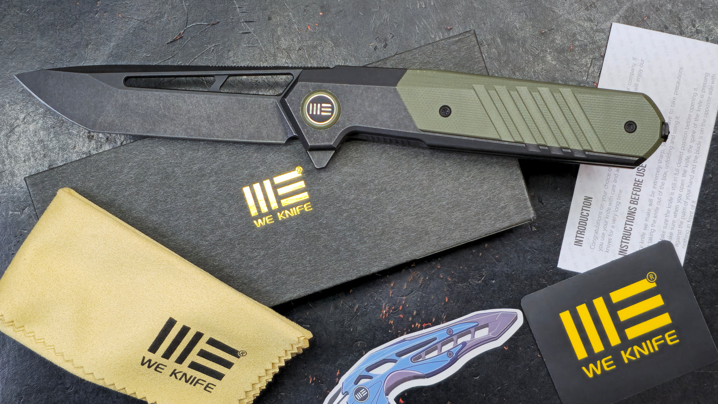 WeKnife Arsenal Titanium/Integral Green G10 3.56" CPM-20CV Black Stonewashed (NEW)