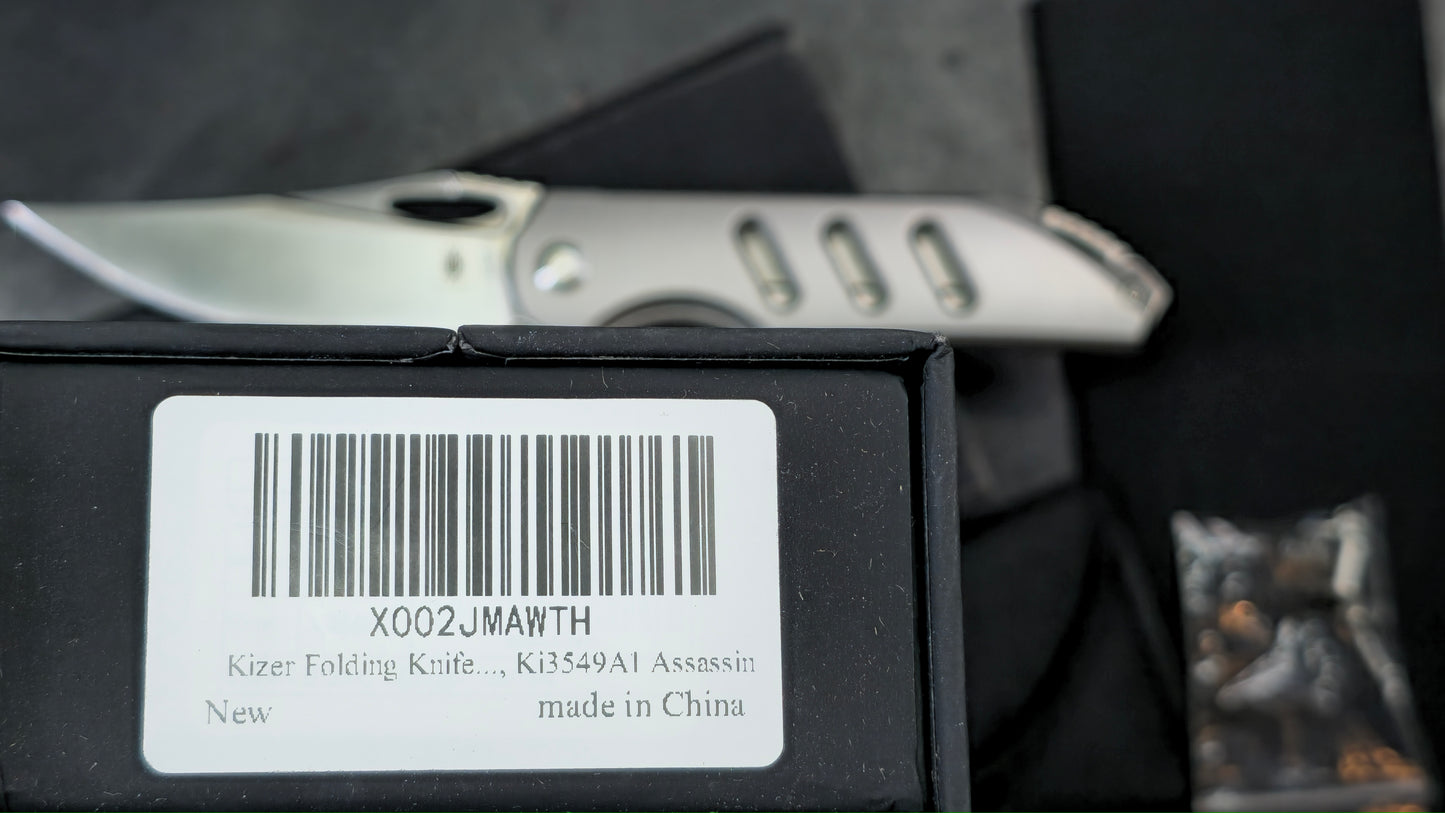 Kizer Assassin Titanium Handle, 3.15 Inches S35VN (NEW)