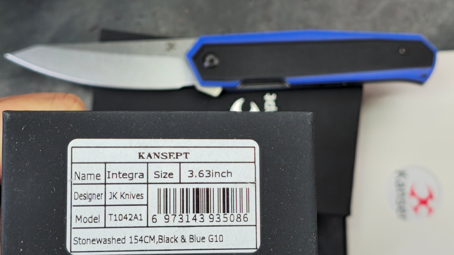 Kansept Integra Folding Knife Blue/Black G10 Handle 154CM (NEW)