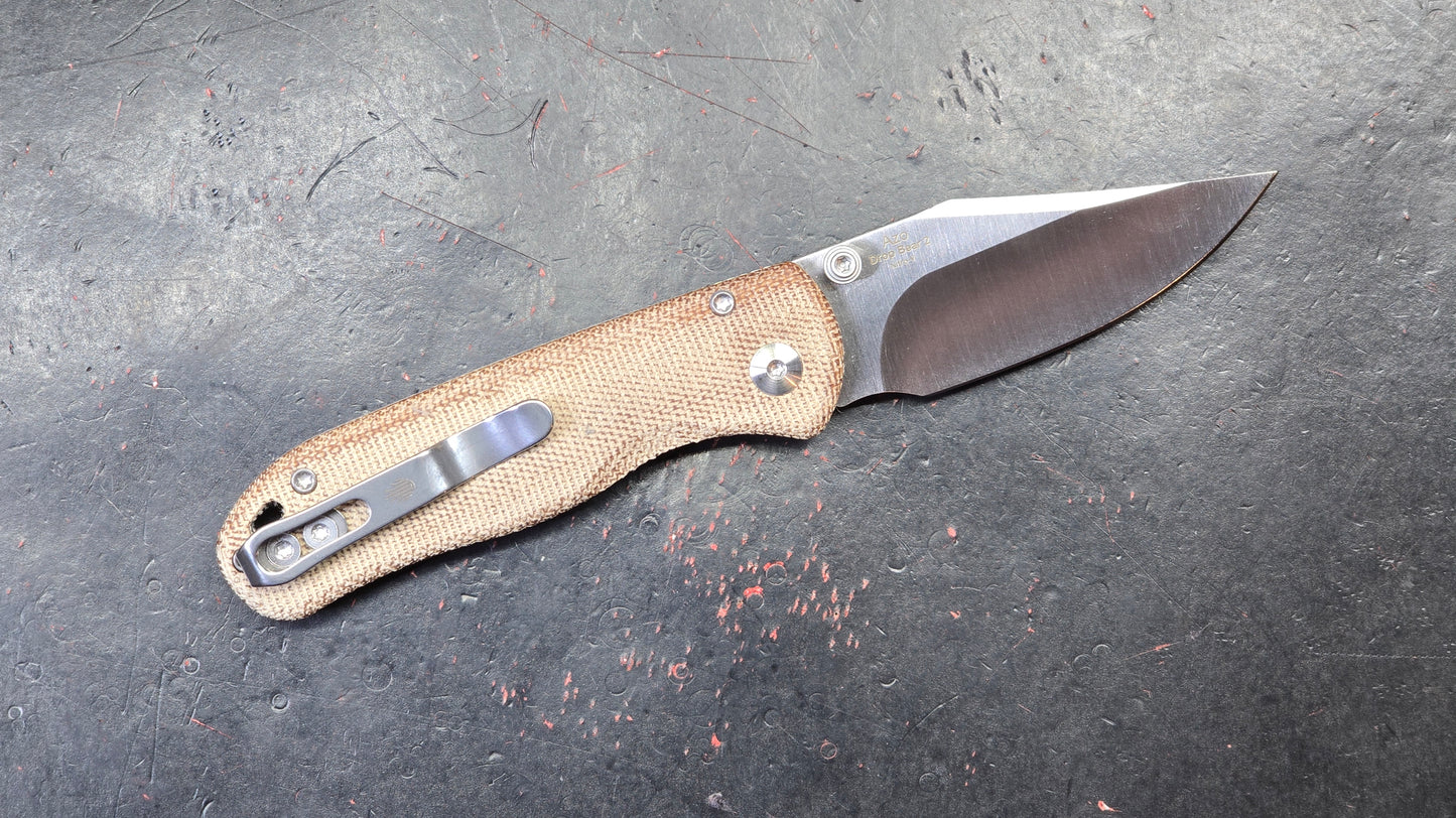 Kizer Drop Bear 2 Brown Micarta Handle Nitro-V Clip Point (NEW)