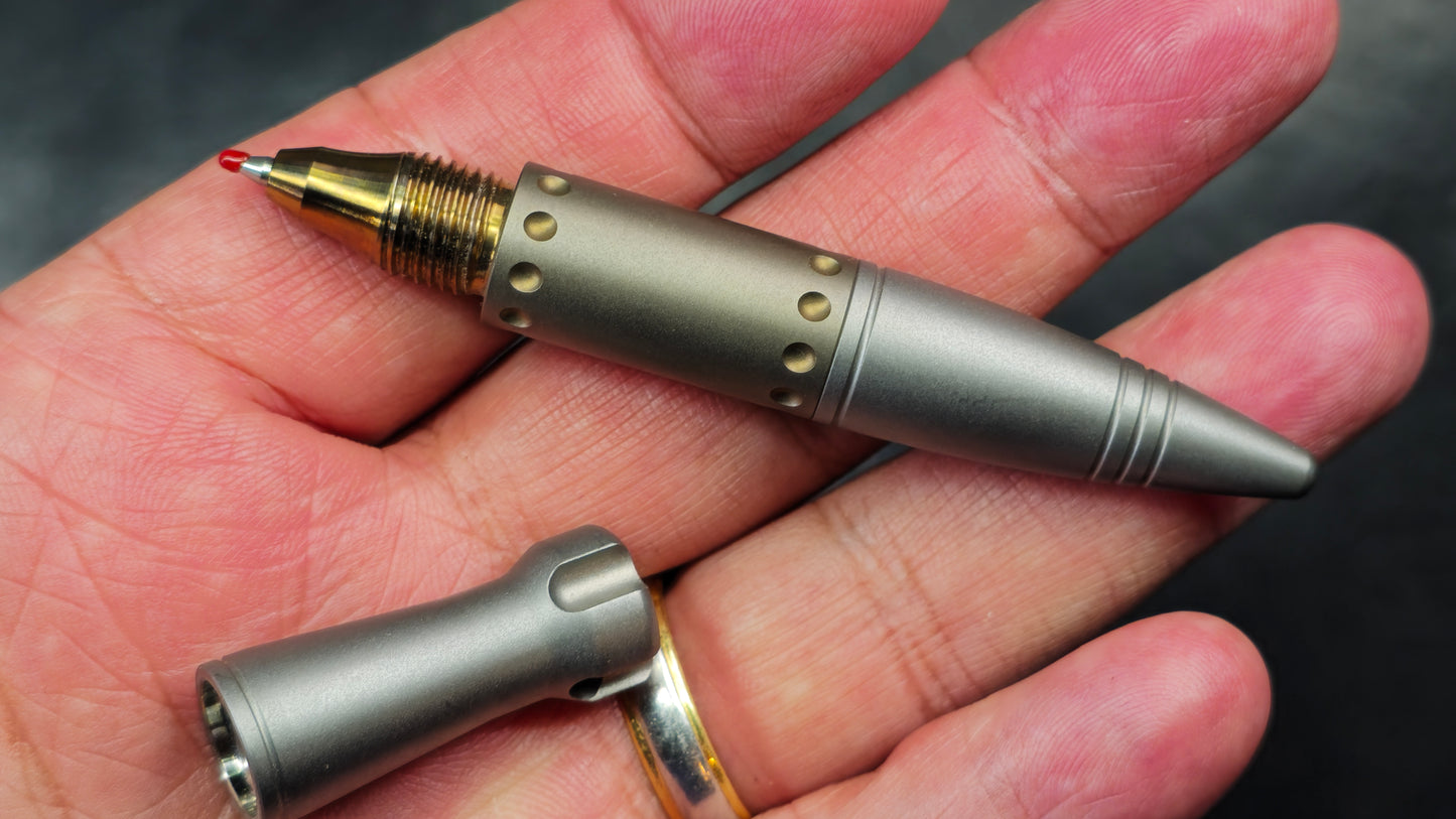 TwoSun Pen-07 Tactical Pen Titanium Alloy Body Black Ink (NEW)