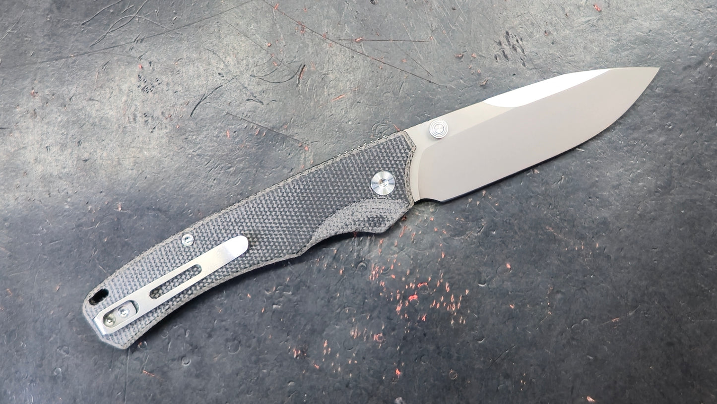 Remette WD107 Button Lock Micarta Handle 14C28N Blade, (NEW)